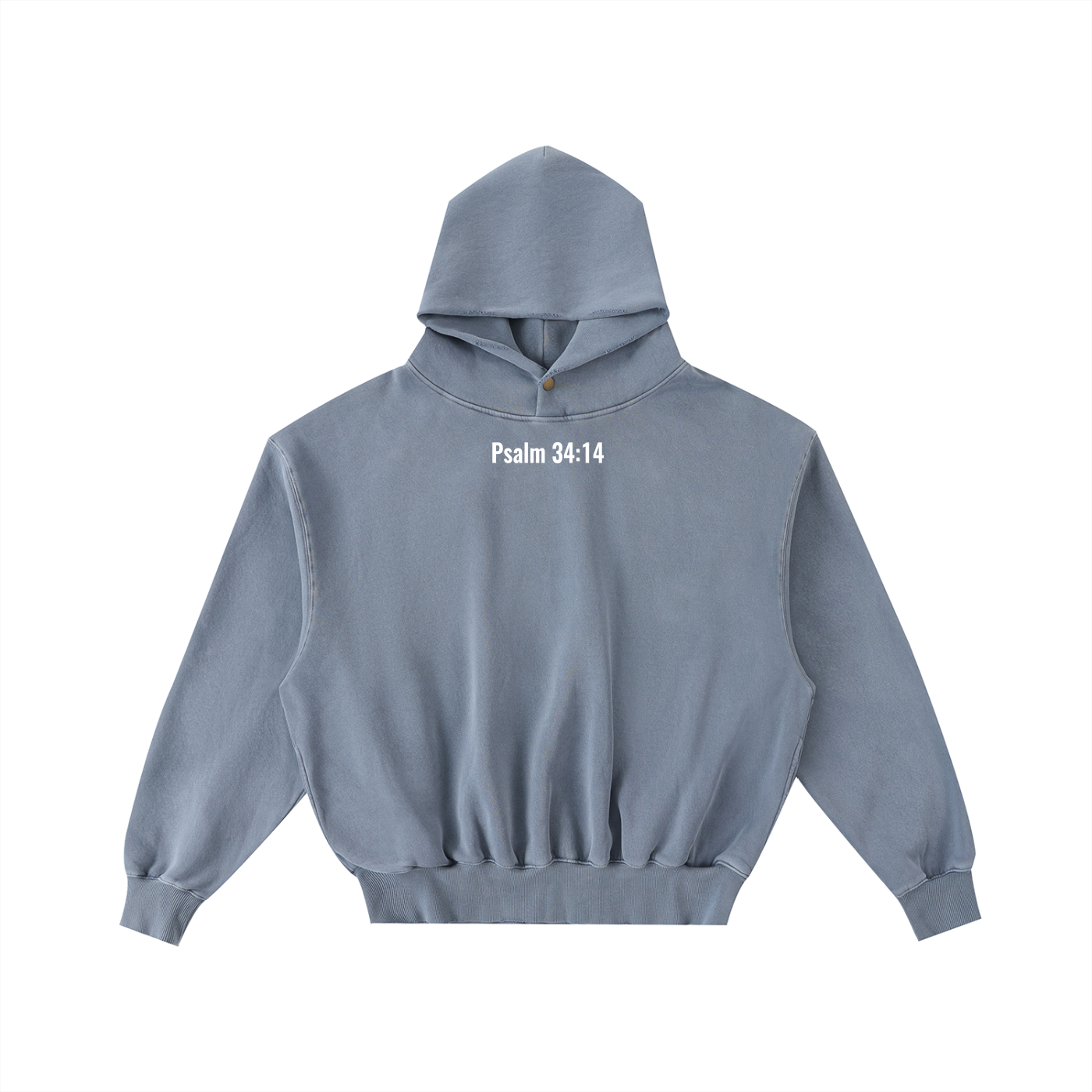 Frayed Enzyme Washed Fleece Hoodie(psalm 34:14)