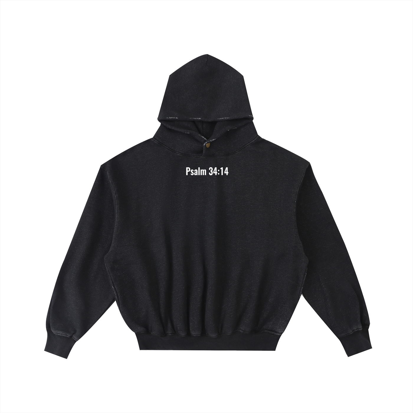 Frayed Enzyme Washed Fleece Hoodie(psalm 34:14)