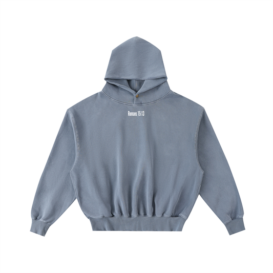 Frayed Enzyme Washed Fleece hoodie( Romans 15:13 )