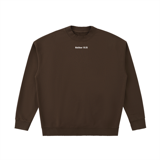 Drop Shoulder Crewneck (Matthew 19:26)