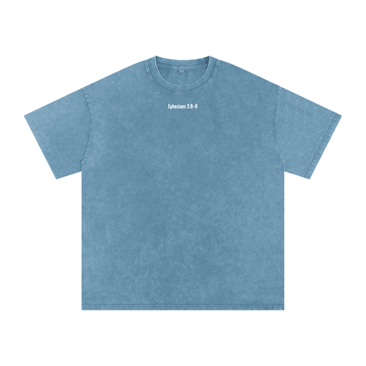 Snow Washed Oversized Cotton T-Shirt(Ephesians 2:8–9)