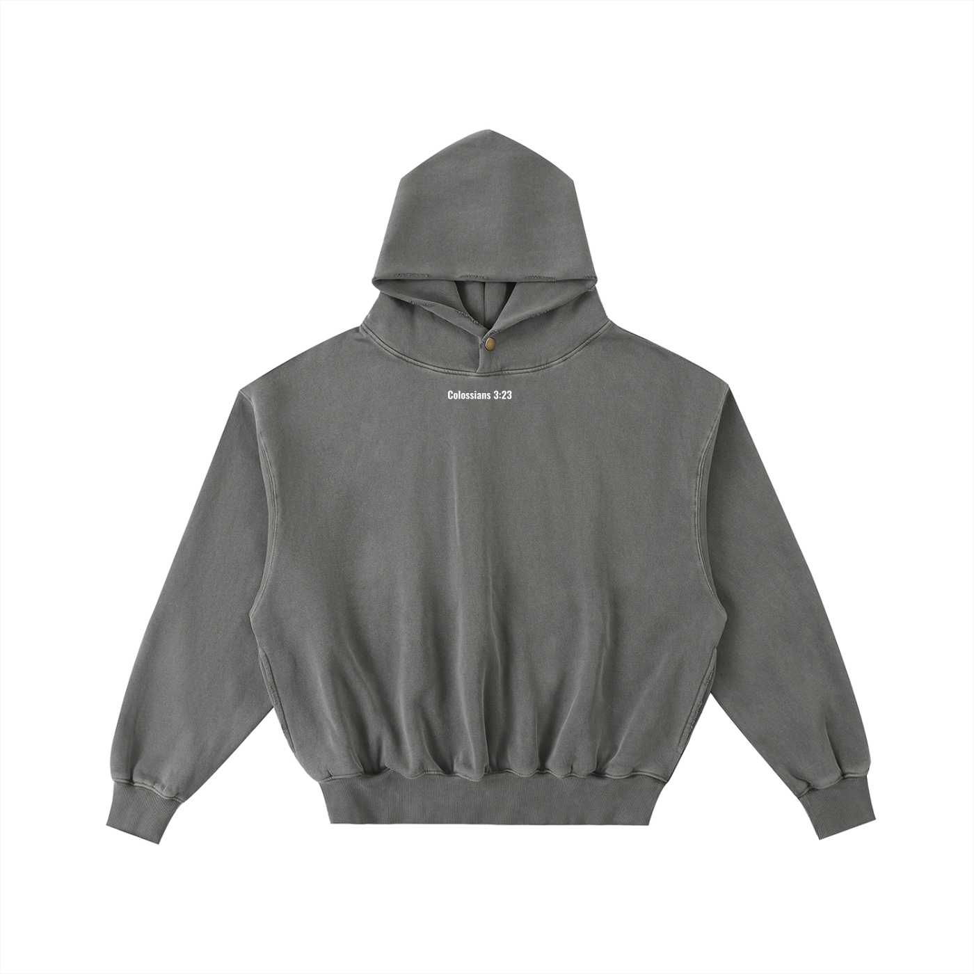 Frayed Enzyme Washed Fleece hoodie (Colossians 3:23)