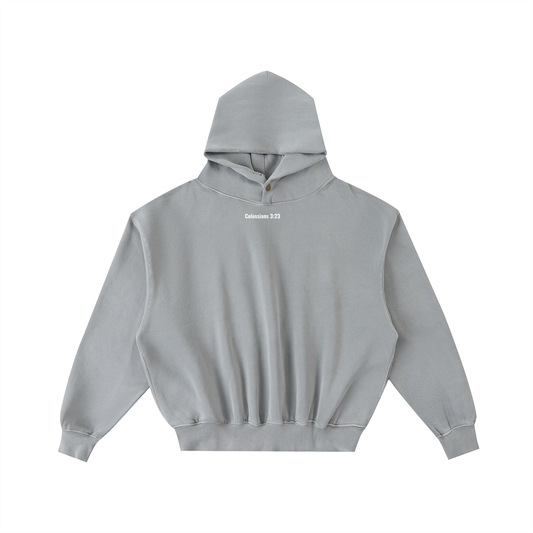 Frayed Enzyme Washed Fleece hoodie (Colossians 3:23)