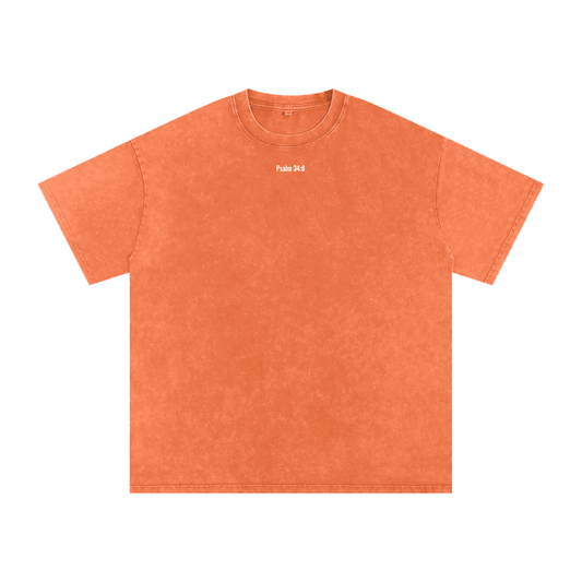 Snow Washed Oversized Cotton T-Shirt(psalm 34:8)
